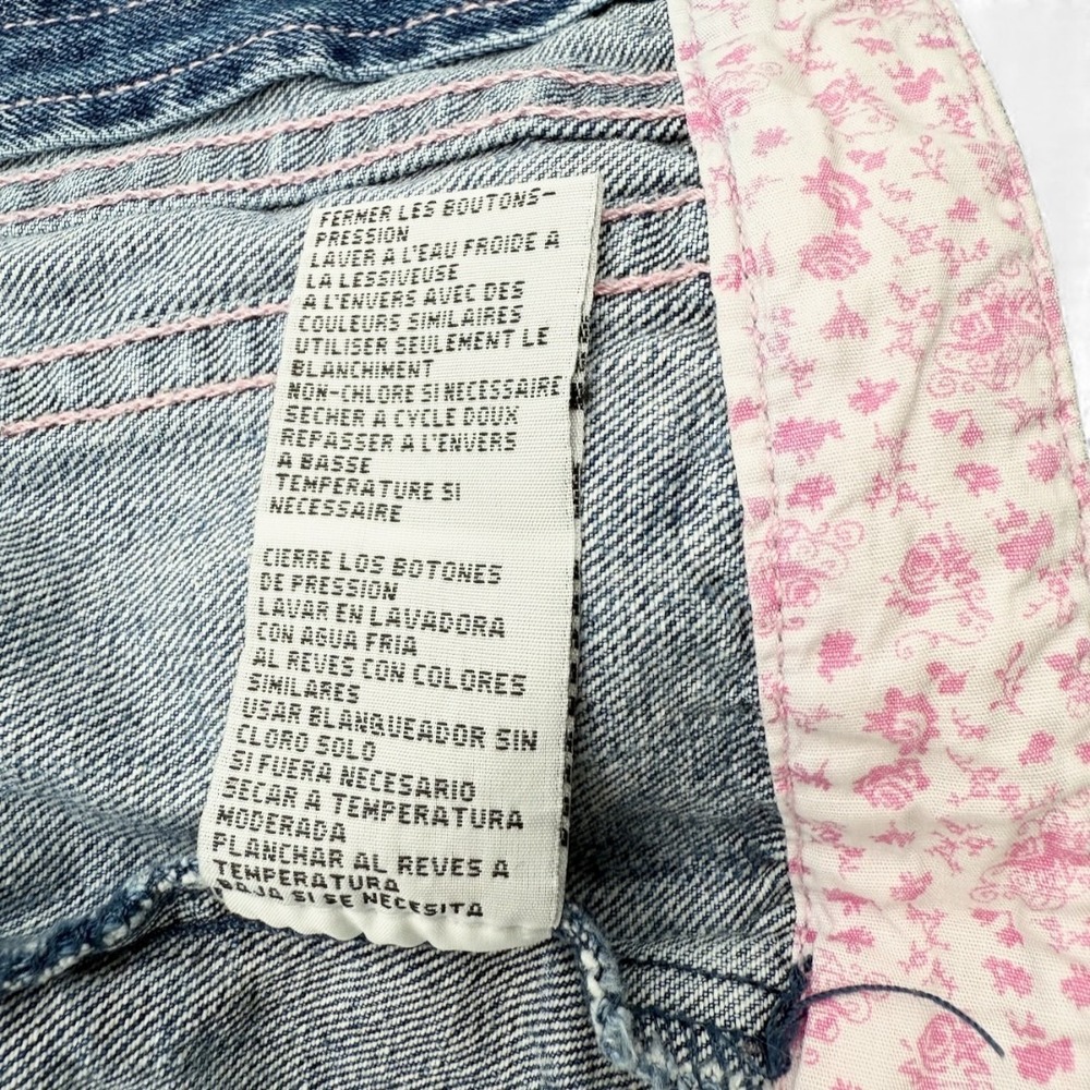 My 1st Levi's Denim Jean Jacket Trucker Pink Floral Vintage Y2K Kidcore Baby 18M - Picture 13 of 14